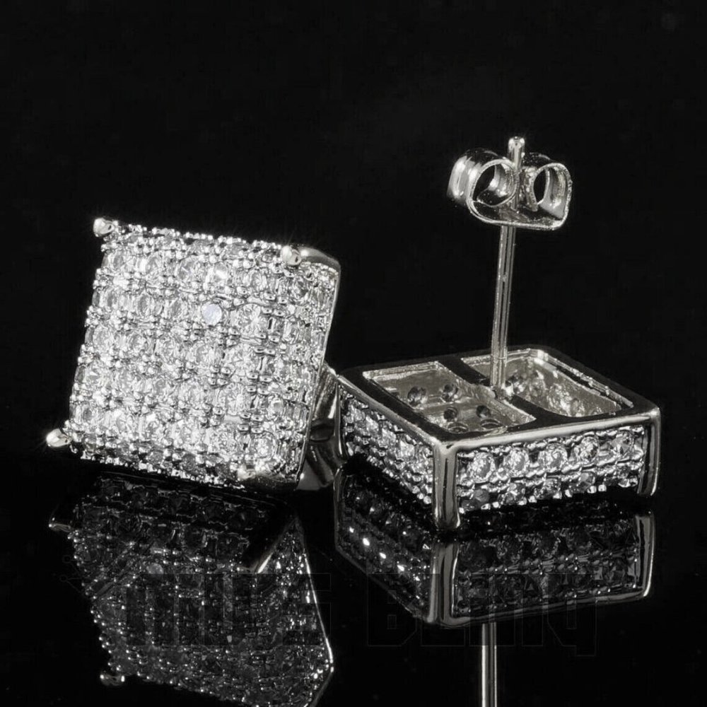 New Sim. Diamond 925 Silver Studs - Picture 2 of 3